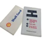 Two plastic cards: one with Shell Card logo, one with car safety tips from Woollahra Council.