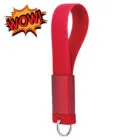 Red keychain loop with a metal ring, and a WOW! comic-style text in the corner.