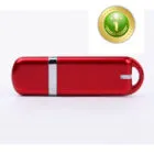 Red USB flash drive with a silver band and a gold number one award badge in the corner.
