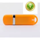 Orange USB flash drive with a silver band, and a gold 1st place badge in the top right.