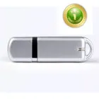 Silver USB flash drive with a number 1 gold award badge in the top right corner.