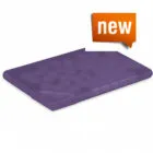 Purple gel cushion with rounded edges and a new label in the top right corner.