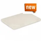 A white rectangular mat with a new orange label in the top right corner.