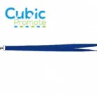 Blue lanyard with metal clip, Cubic Promote logo above on a white background.