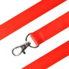 Nylon Lanyards in red featuring a metal swivel hook clip, displayed flat on a white background.