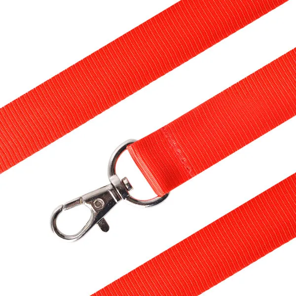 Nylon Lanyards in red featuring a metal swivel hook clip, displayed flat on a white background.