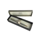 Silver Parker New Sonnet Series pen in a black gift box with the lid open.
