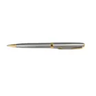 Parker New Sonnet Series ballpoint pen with silver finish and gold accents on white background.