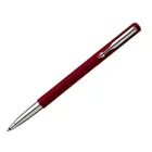 A red and silver Parker Vector Series pen with a clip lies diagonally on a white background.