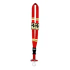 This striking Printed Nylon/PVC Lanyard showcases a red Ferrari logo, with a quick-release buckle and robust metal clasp hook. Ideal for fans, it seamlessly blends style and practicality.