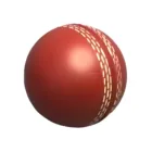 The Promotional Stress Ball Cricket Red features detailed white stitching, vividly contrasted against a plain white background.