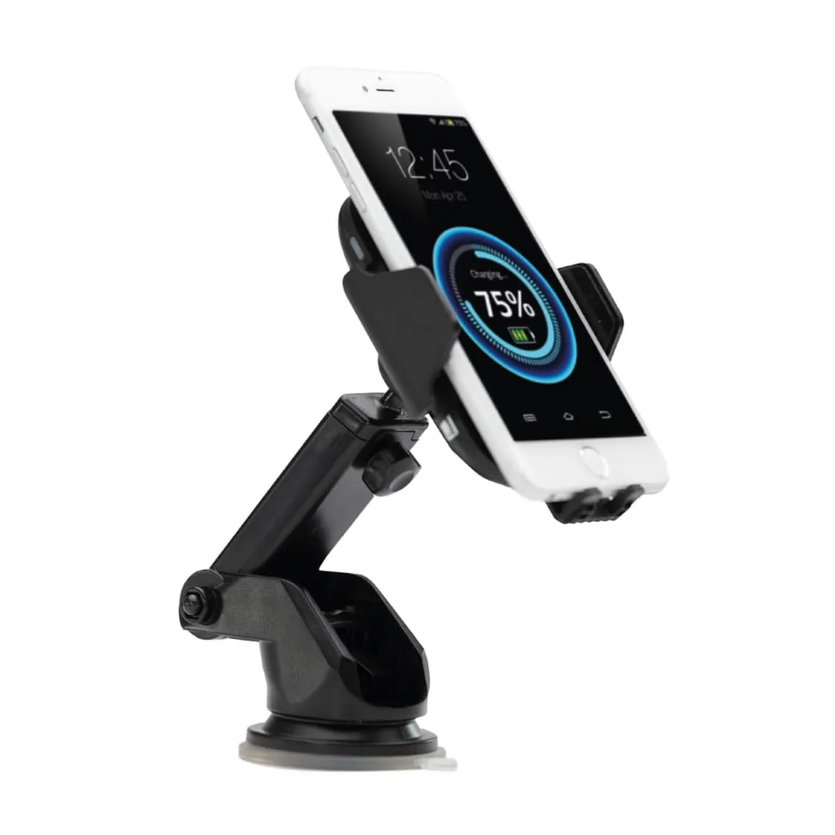 0917_1_ps Smartphone in a black car mount, showing 75% battery on the screen.
