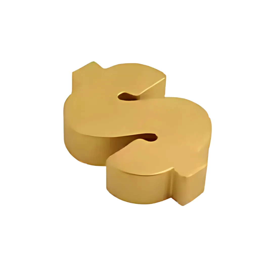 The Special Stress Balls Dollar Sign, a 3D gold-colored symbol, rests on a pristine white background, exuding an aura of importance.
