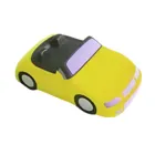 The Sports Car Yellow is a small, toy-like convertible featuring simplified designs and a purple-tinted windshield, presented from a high angle on a white background.