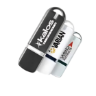 Three Promotional Flash Drive - City Slicker units with company logos on a white background.