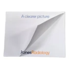 Adhesive Note Pad 75mm x 100mm with clearer image and Jones Radiology printed on top.