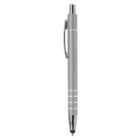 A silver Metal Stylus Pen Euro - rush with a clip and metallic accents.