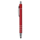 Metal Stylus Pen Euro - rush with silver accents and pocket clip, shown vertically on white.