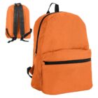 Smoky Custom Backpacks - rush: Orange backpack with black zipper and straps, front and back views.