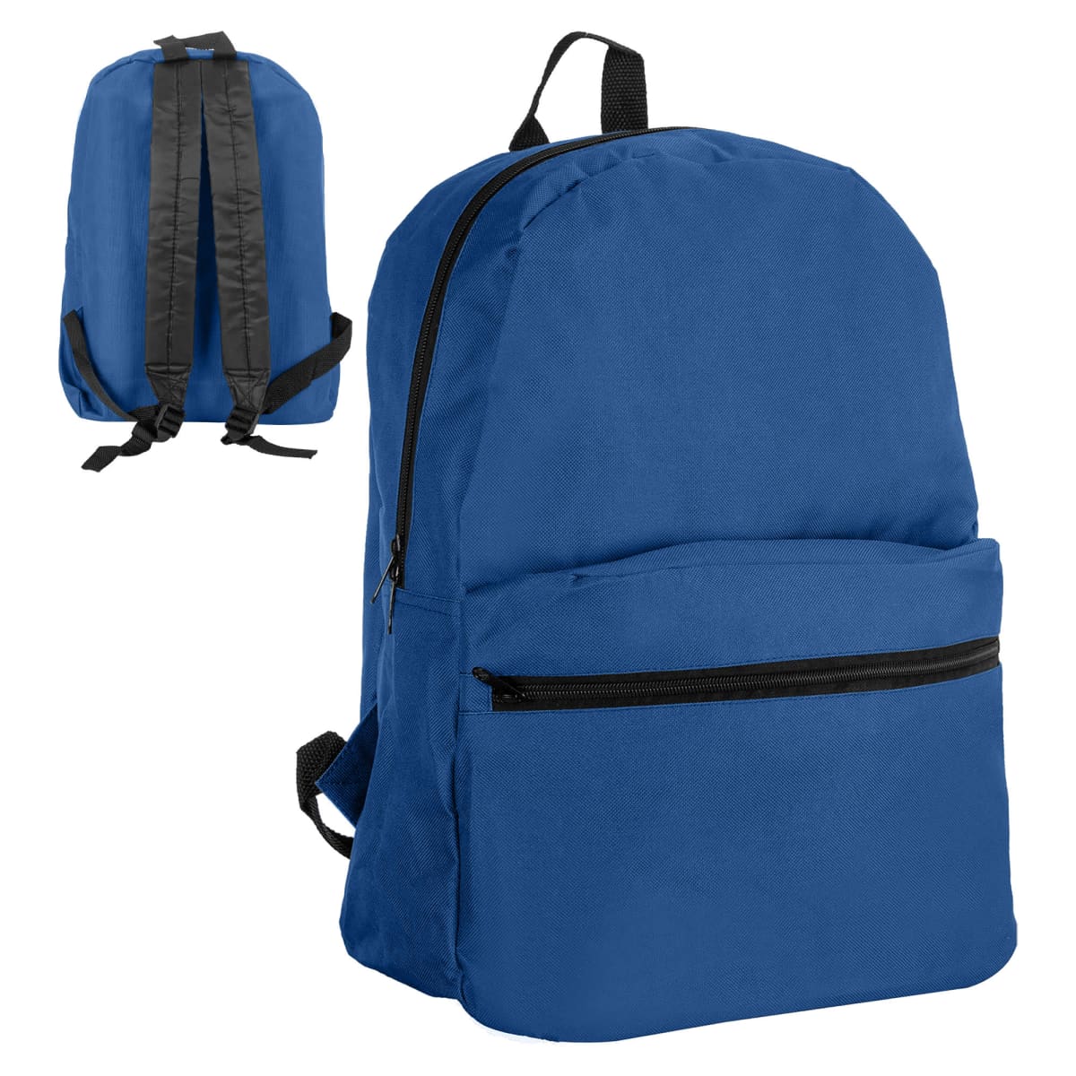Smoky Custom Backpacks - rush, with front zipper pocket and adjustable straps, front and back.
