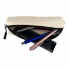 Canvas Tube Pencil Cases - rush, with pens and rulers peeking out on a white background.