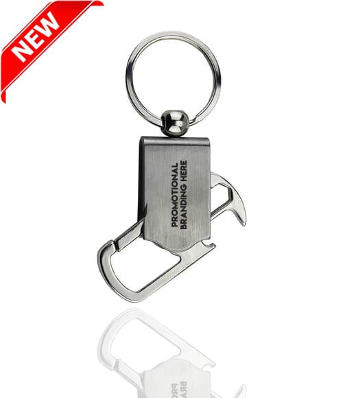 Sybill Bottle Opener Keychain with carabiner clip and custom engraving—rush delivery available.