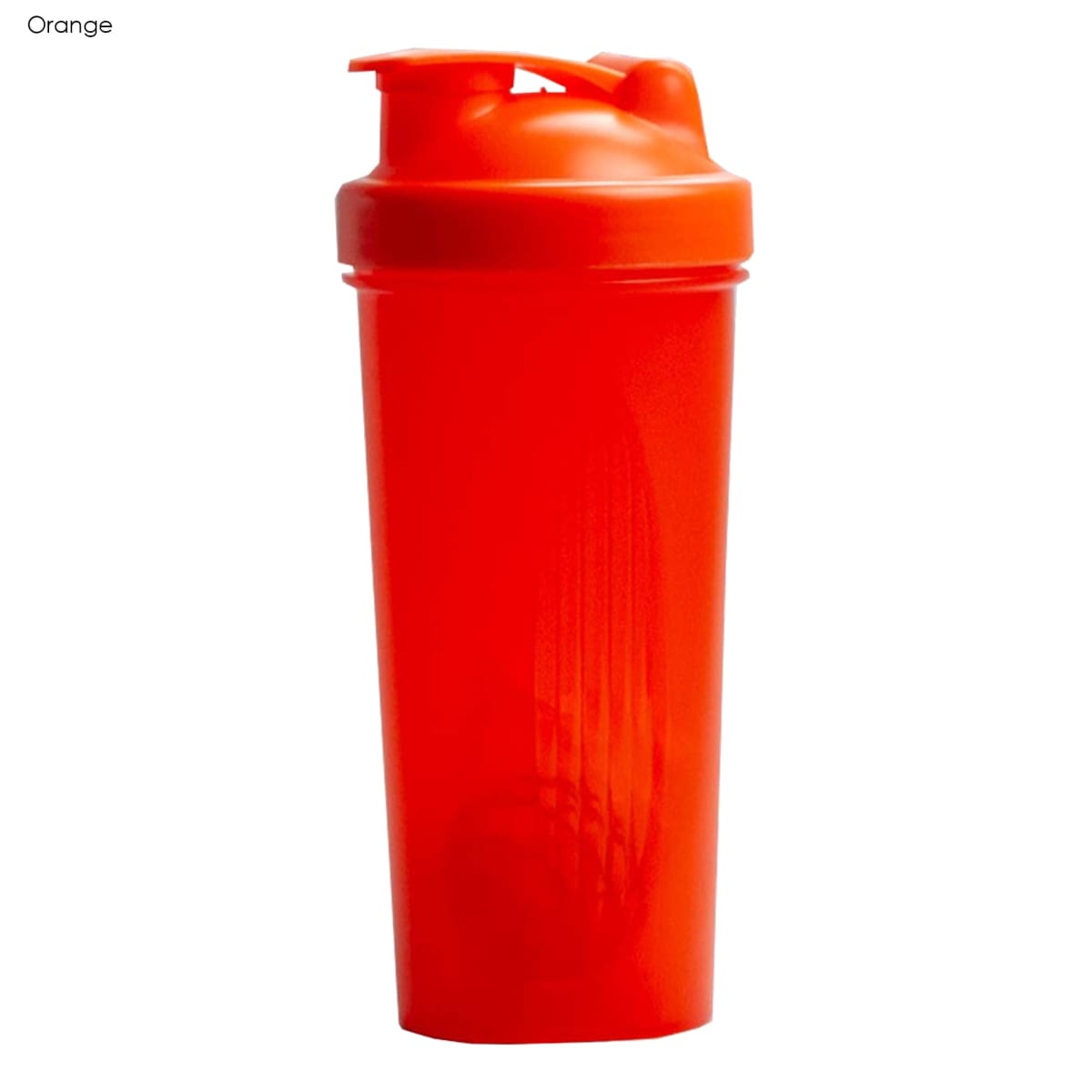 Bright orange Anniston Protein Shakers - rush with lid and mixing ball for workouts.