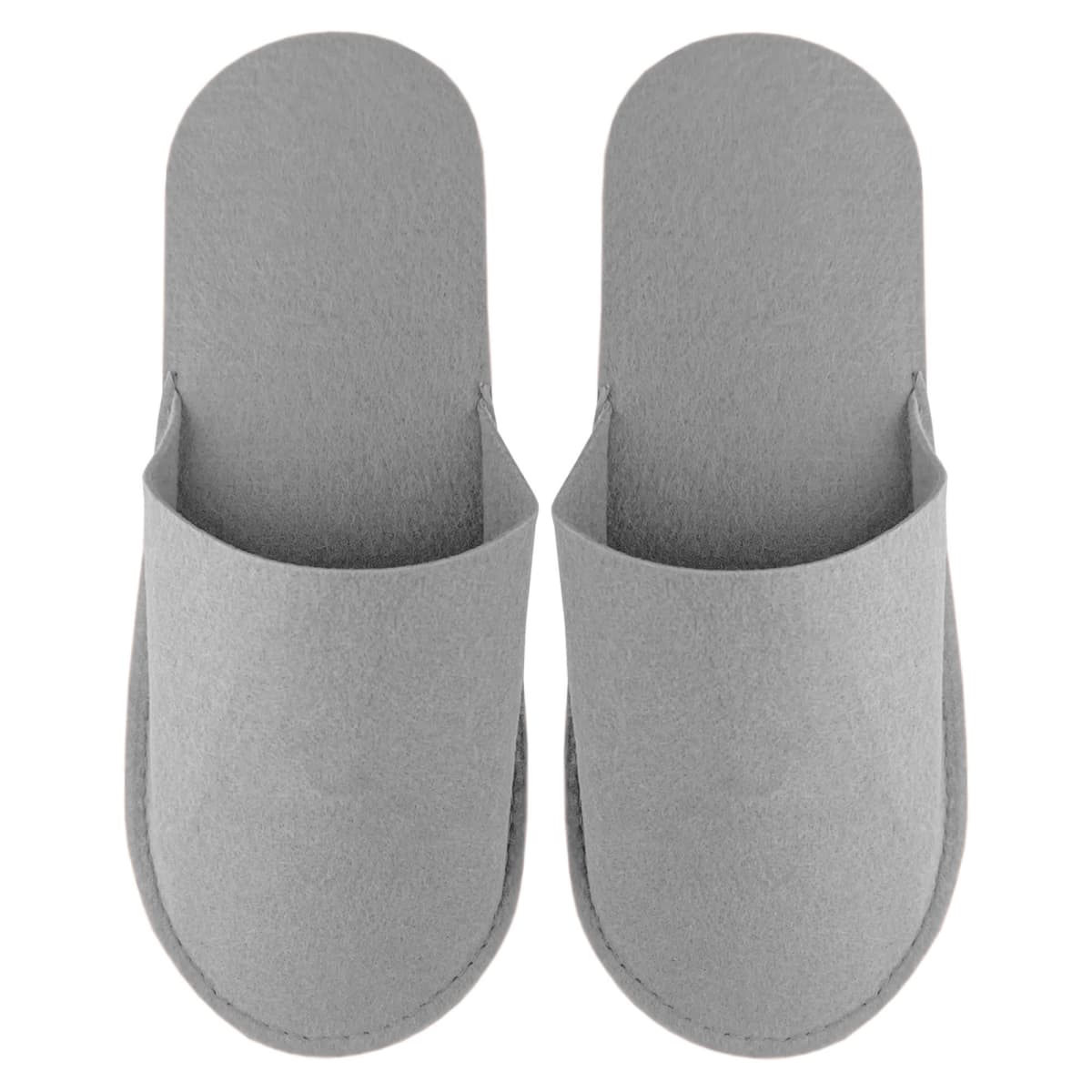 A pair of Selene Felt Slippers - rush, shown from above on a white background.